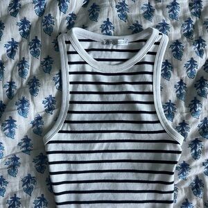 Zara Black and White Striped Top